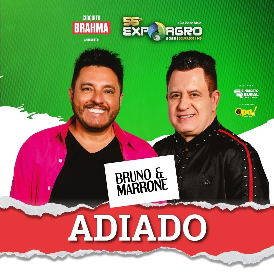 Show de Bruno & Marrone é remarcado para 30 de setembro no Parque de Exposições