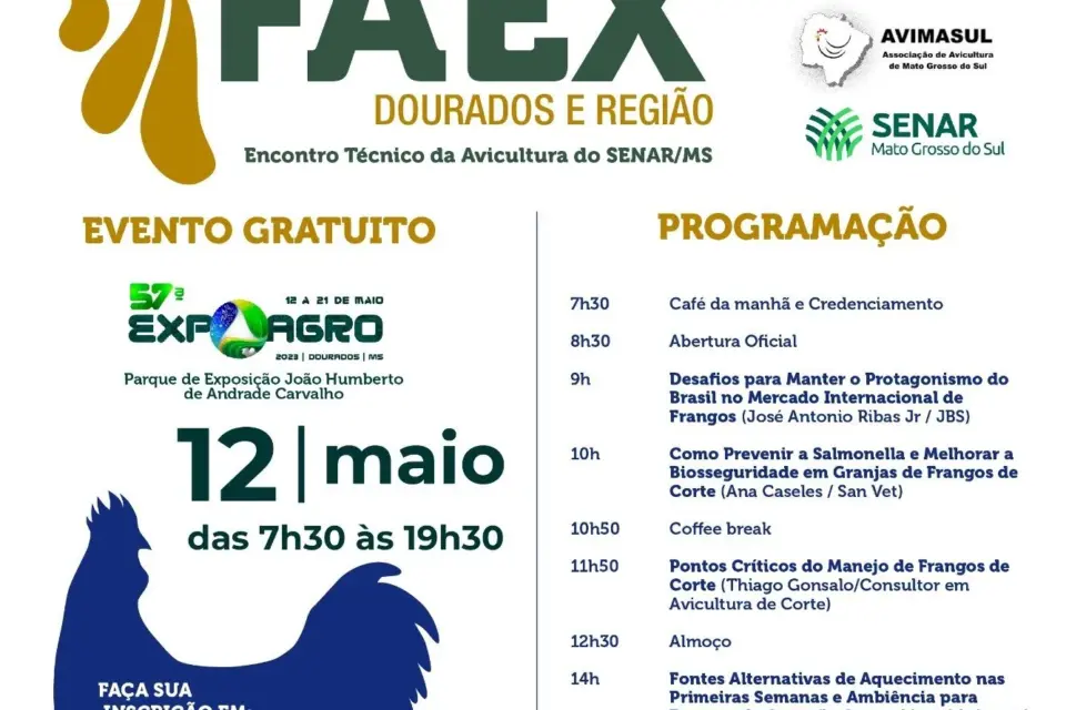 Dourados sedia na Expoagro a 2ª FAEX, feira da avicultura