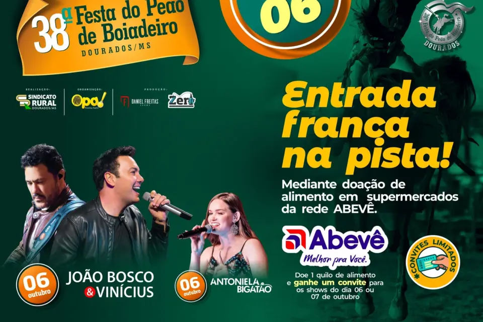 João Bosco&Vinícius e Antoniela Bigatão são atrações de hoje no rodeio