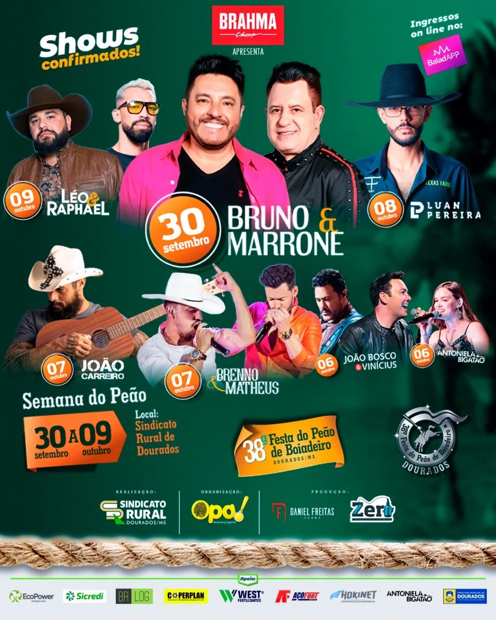 Show do Bruno&Marrone abre oficialmente a 38ª Festa do Peão de Boiadeiro de Dourados