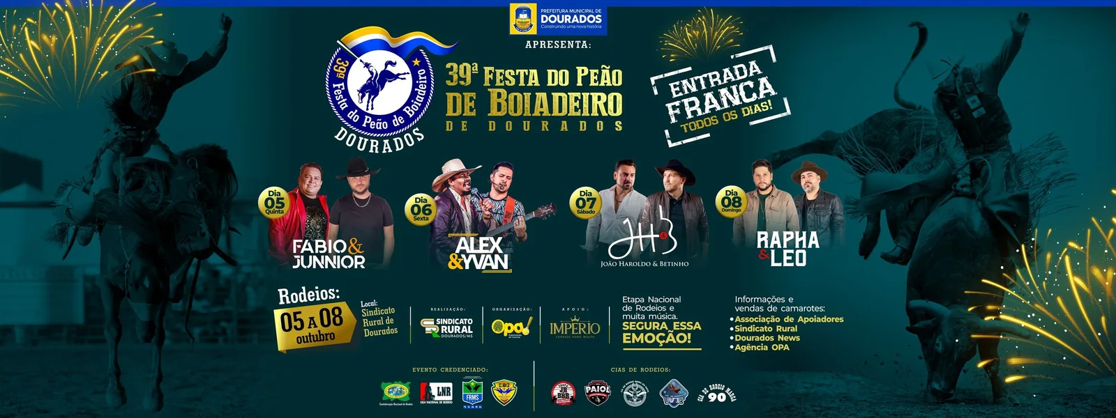 Festa de Peão de Boiadeiro traz shows gratuitos e rodeios em touros e cavalos de 5 a 8 de outubro