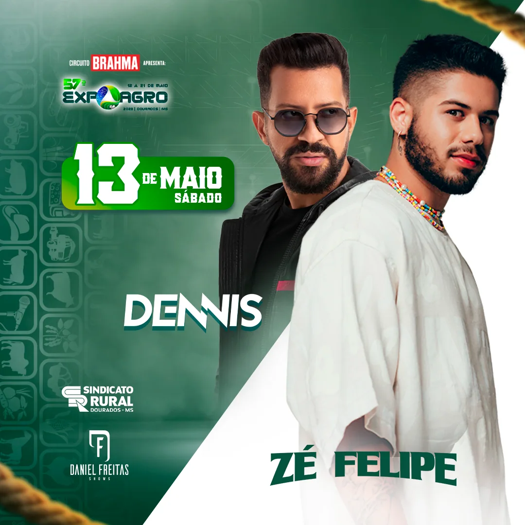 Zé Felipe e Dennis DJ são as atrações da Expoagro neste sábado