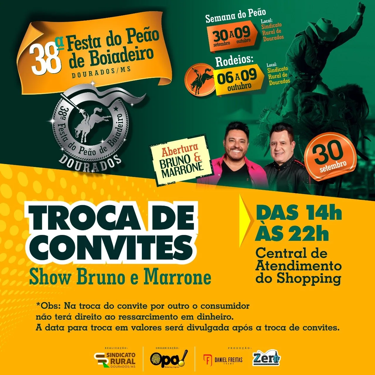Troca de convites do show Bruno&Marrone segue até dia 18 no Shopping