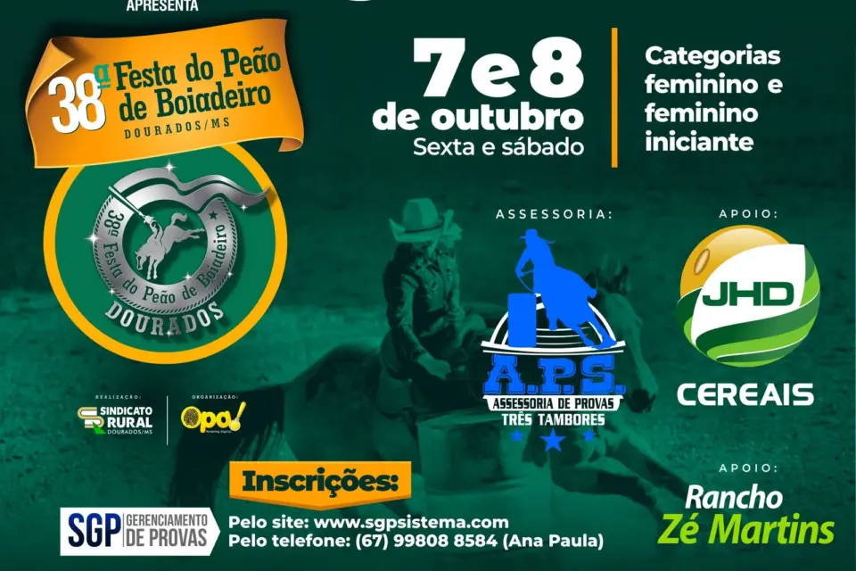 Confira a programação de provas da 38ª Festa do Peão de Boiadeiro de Dourados
