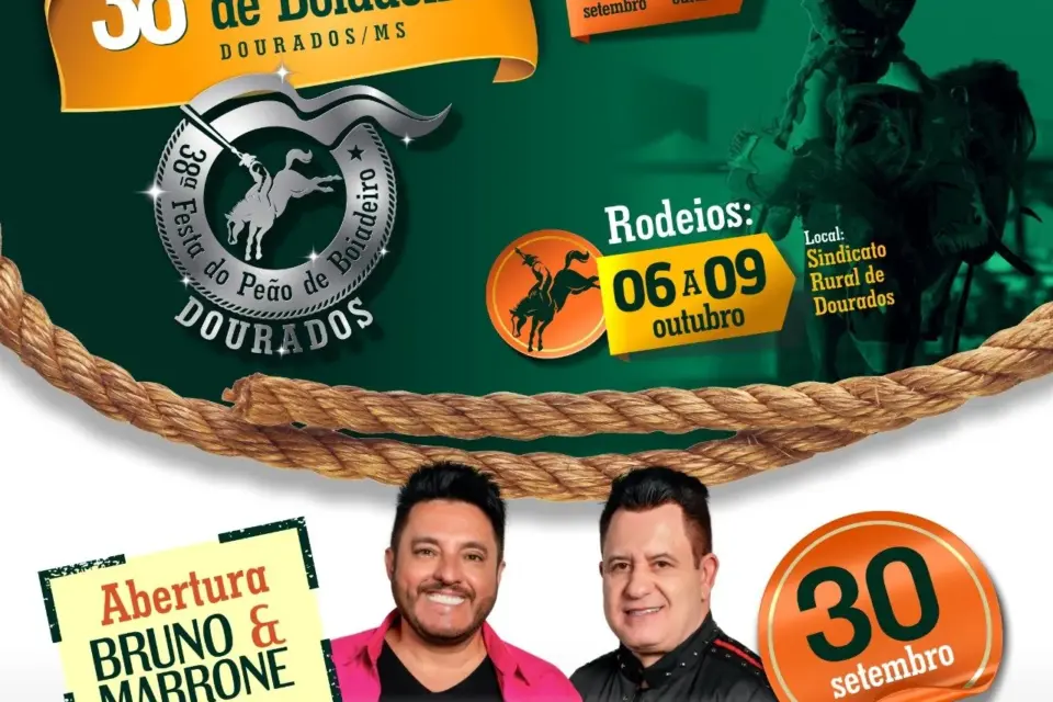 É hoje: Show do Bruno&Marrone abre oficialmente a 38ª Festa do Peão de Boiadeiro de Dourados