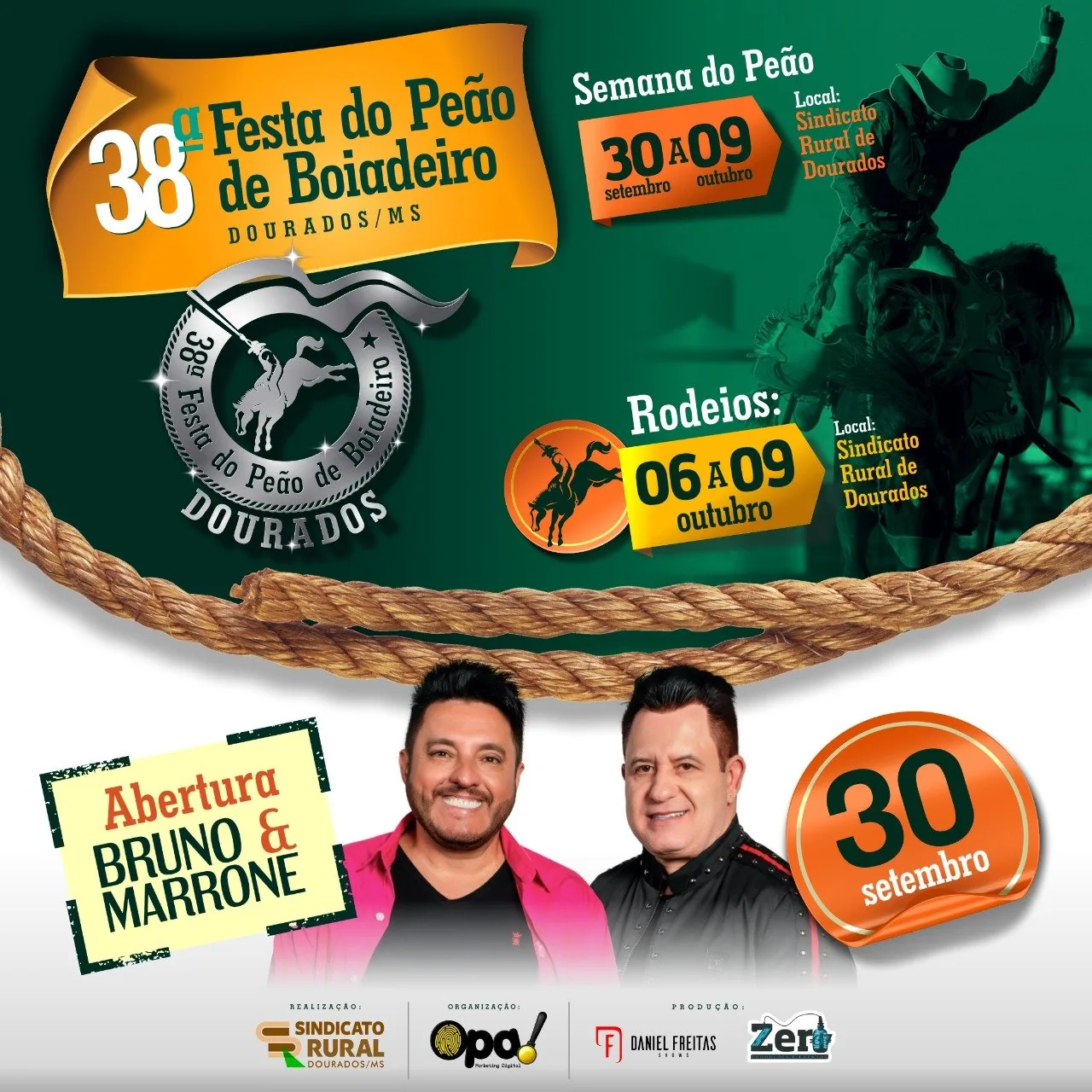 É hoje: Show do Bruno&Marrone abre oficialmente a 38ª Festa do Peão de Boiadeiro de Dourados