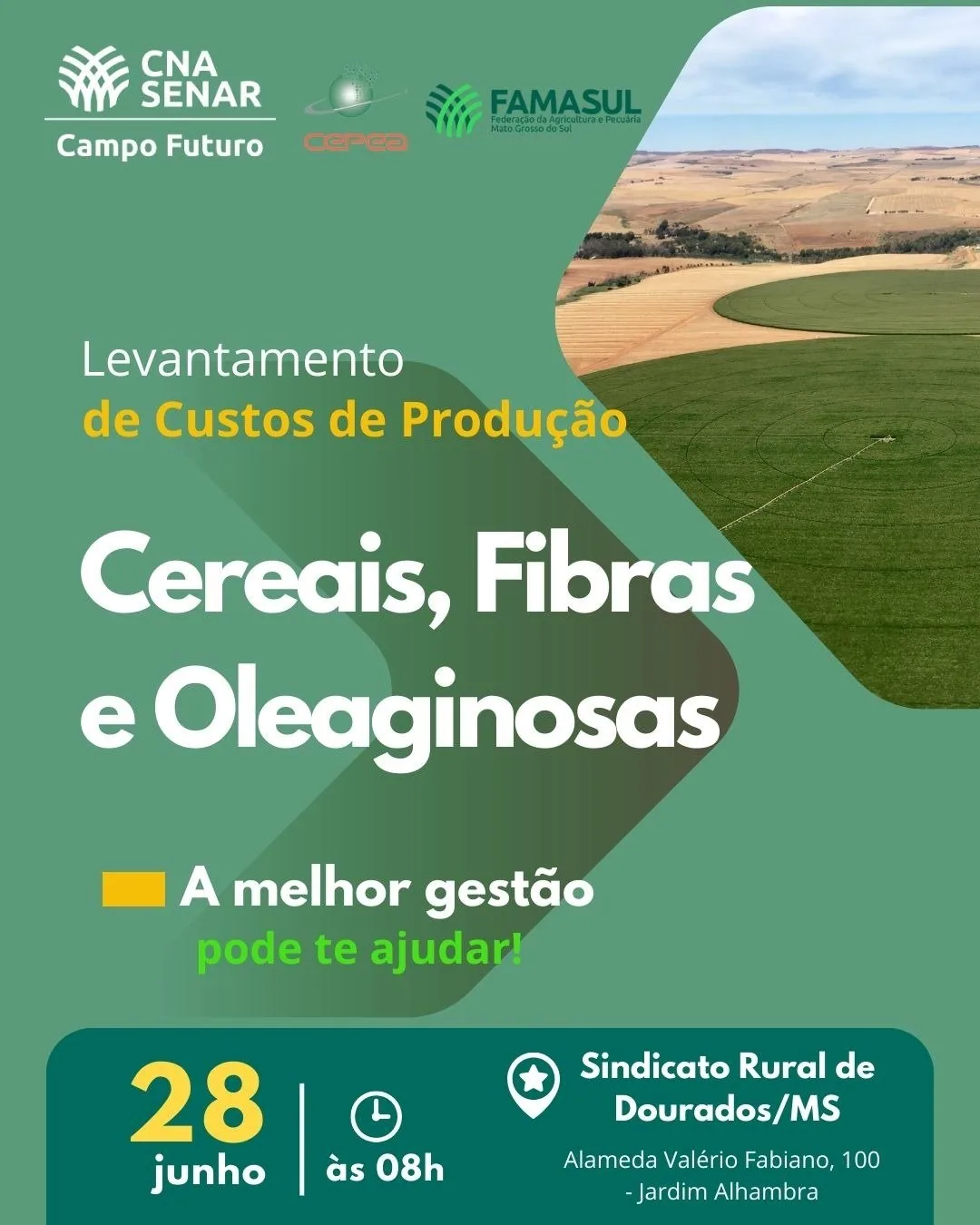Campo Futuro levanta custos de produção de grãos dia 28 em Dourados
